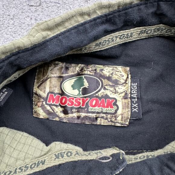 Mossy Oak Ripstop Long Sleeve Snap Button Shirt Mens 2XL Green Hunting Pockets - Picture 2 of 11